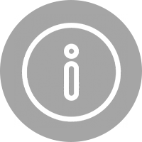 A gray circle with an information symbol in the middle.